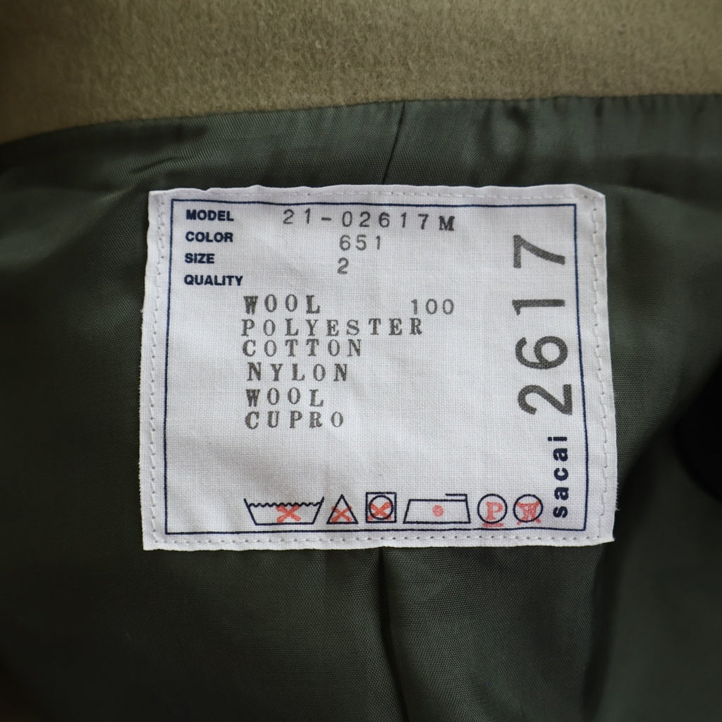 Sacai(サカイ) 21AW Wool Melton Jacket ウールメルトンジャケット 素材切替 フードジップアップジャケット ベージュ 21-02617M