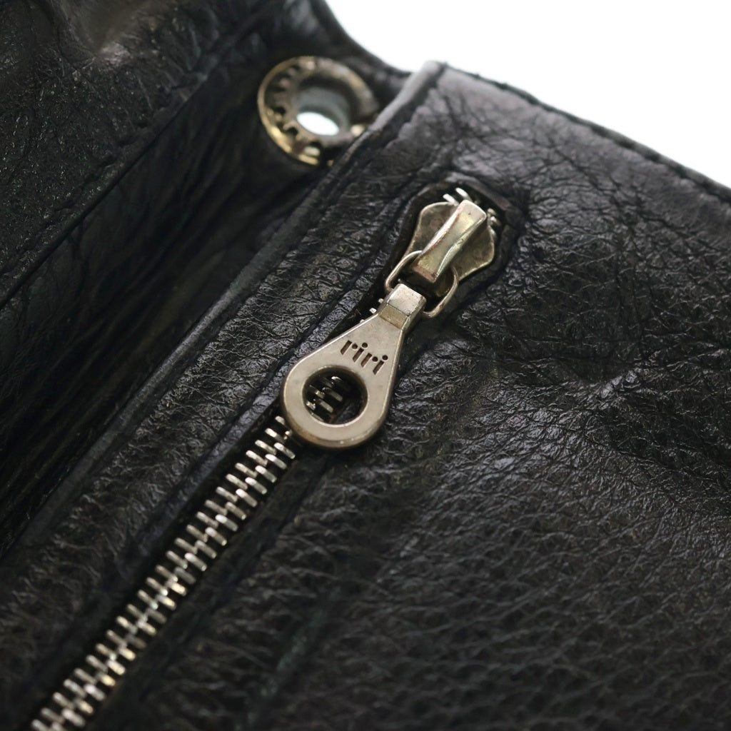 A&G(エーアンドジー) レザーウォレット 二つ折り財布 ブラック