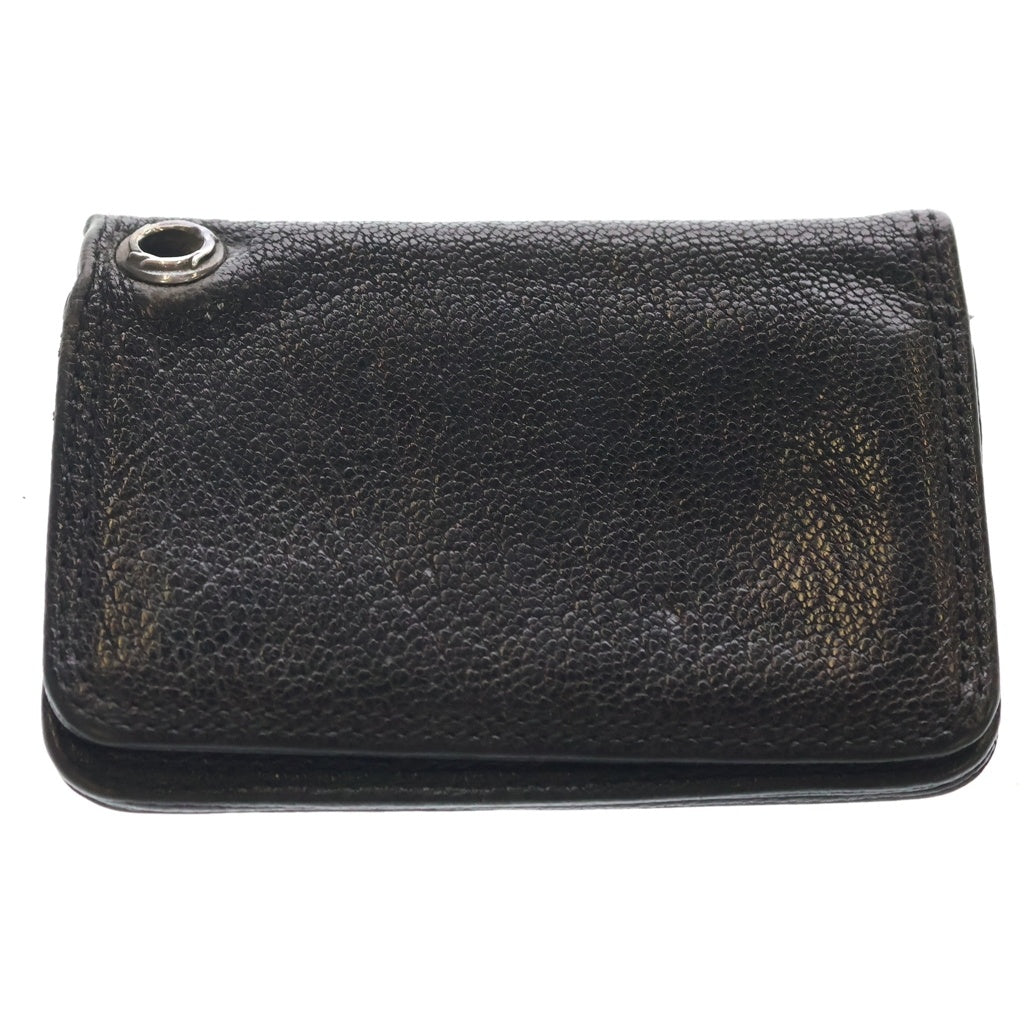 CHROME HEARTS(クロムハーツ) CARD CASE グロメット付き レザーカードケース ブラック/ネイビー