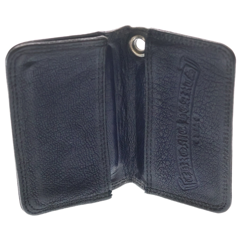 CHROME HEARTS(クロムハーツ) CARD CASE グロメット付き レザーカードケース ブラック/ネイビー