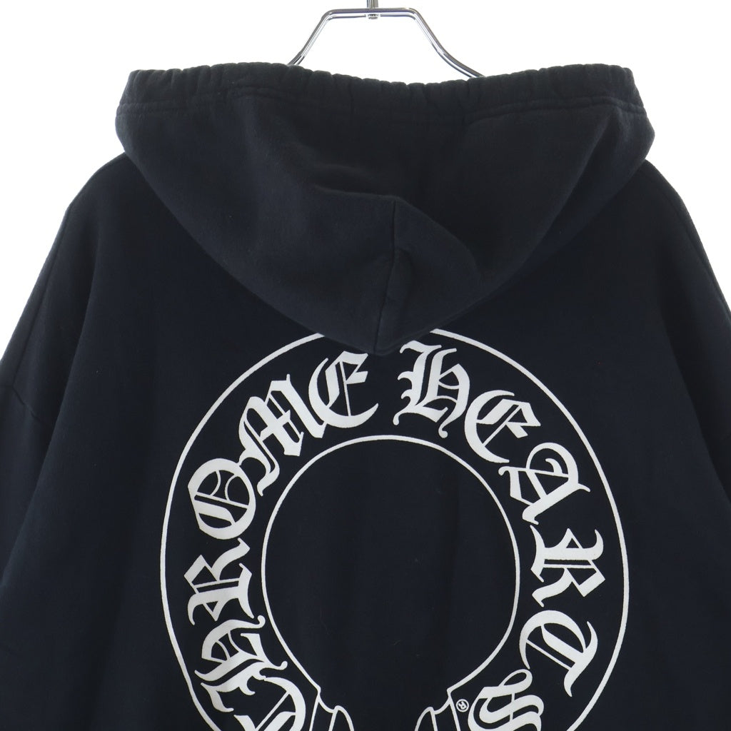 CHROME HEARTS(クロムハーツ) SWTSHRT PLVR 袖フローラルバックホースシュープリントプルオーバーパーカー フーディー ブラック