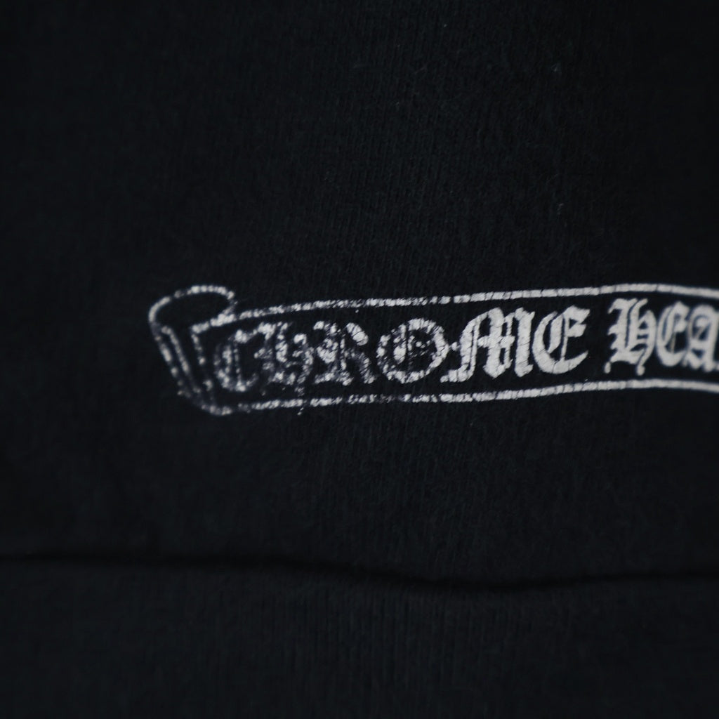 CHROME HEARTS(クロムハーツ) SWTSHRT PLVR 袖フローラルバックホースシュープリントプルオーバーパーカー フーディー ブラック