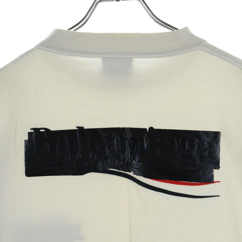 BALENCIAGA(バレンシアガ) Logo Embroidery Taped T-Shirt 712398 TNVG1 テープキャンペーンロゴ 半袖Tシャツ ホワイト