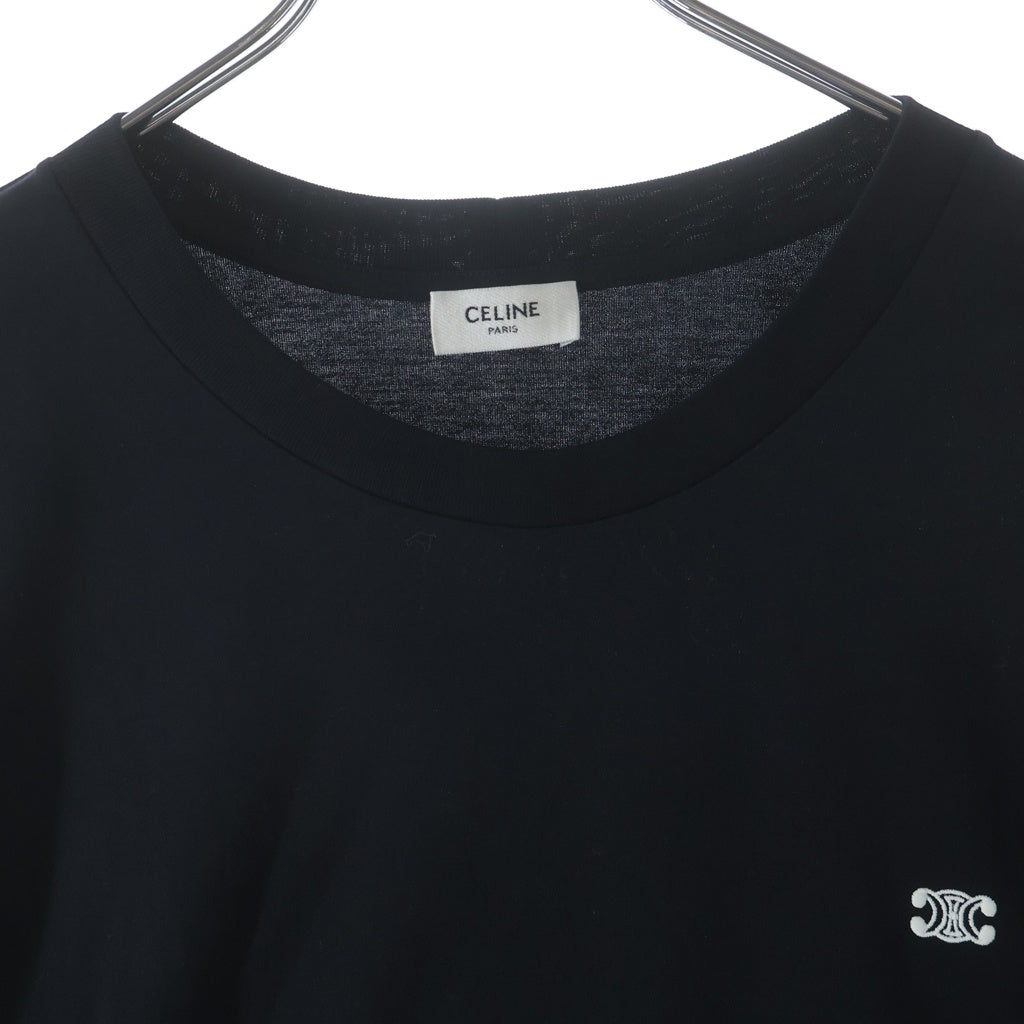 CELINE(セリーヌ) 25SS トリオンフ 刺繍 長袖 クルーネック カットソー ロンT ブラック RY02Q0ZP2