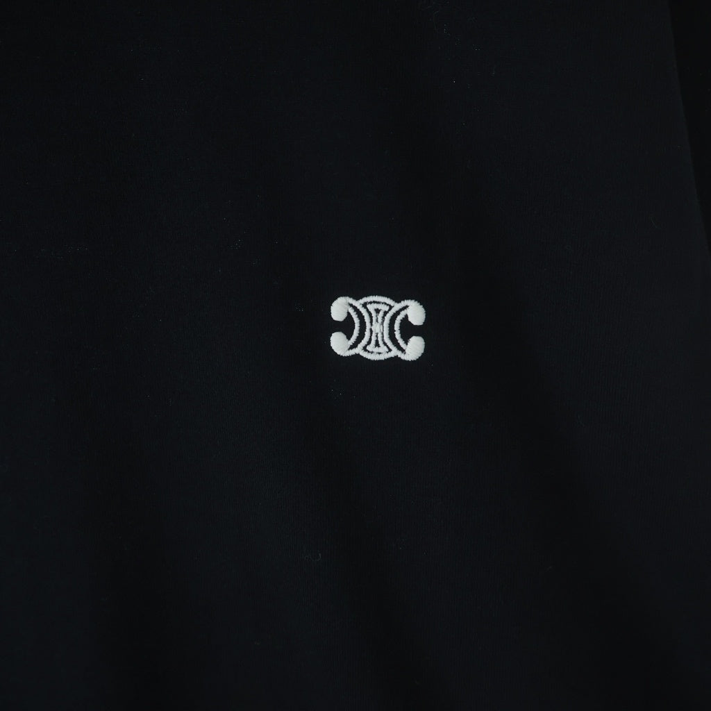CELINE(セリーヌ) 25SS トリオンフ 刺繍 長袖 クルーネック カットソー ロンT ブラック RY02Q0ZP2