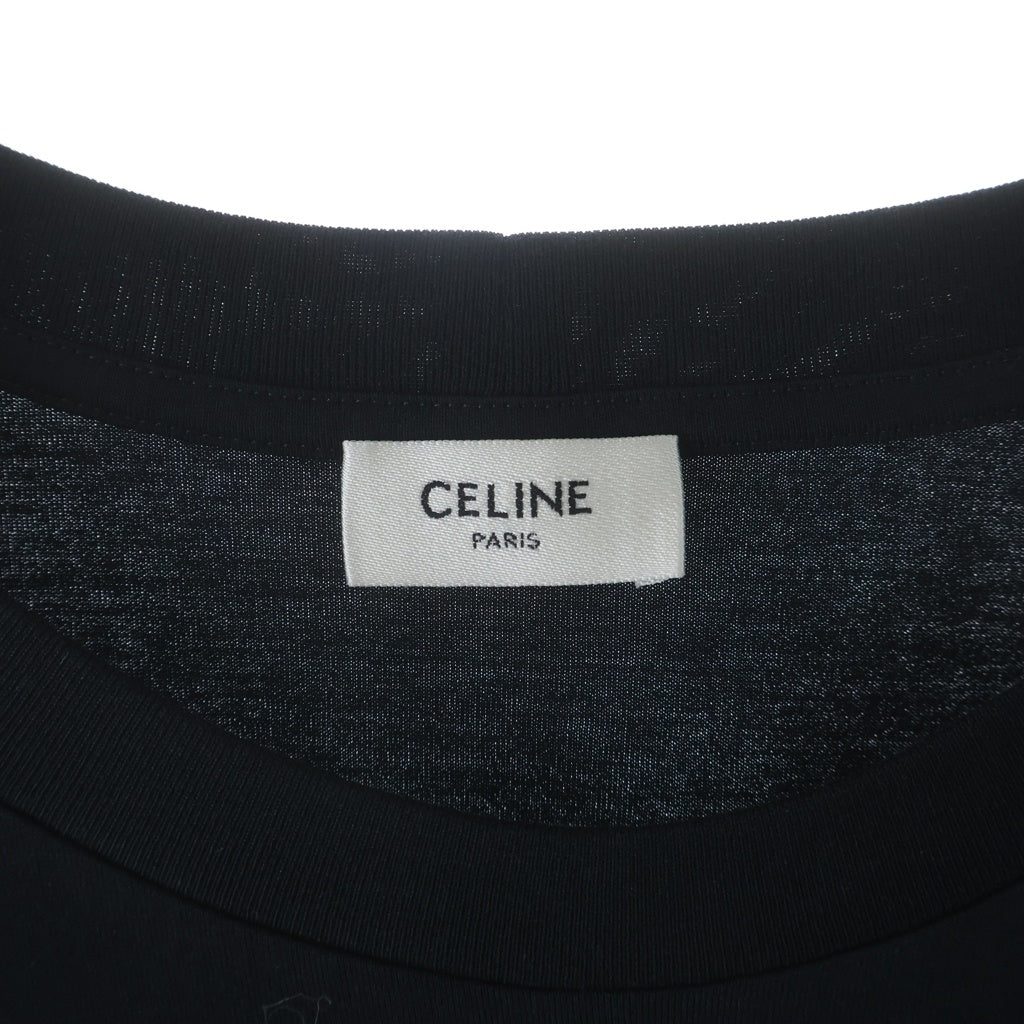 CELINE(セリーヌ) 25SS トリオンフ 刺繍 長袖 クルーネック カットソー ロンT ブラック RY02Q0ZP2