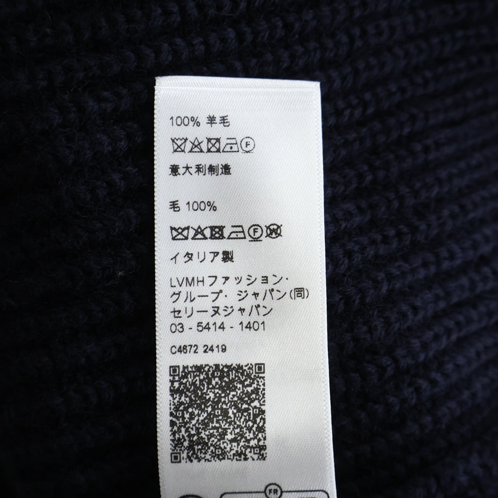 CELINE(セリーヌ) カレッジ Cロゴ ジップアップ ウールニットパーカー ネイビー RV00V830I