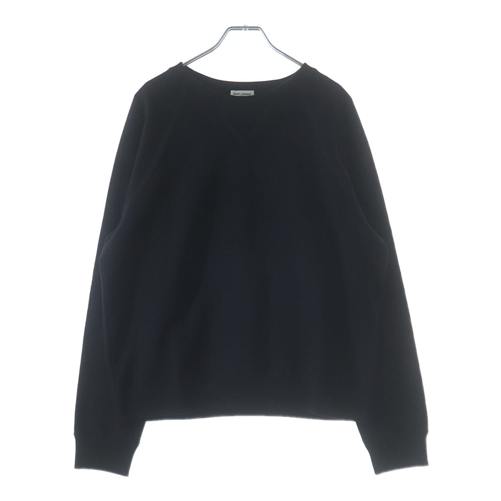 SAINT LAURENT PARIS(サンローランパリ) 22AW 前V ラグラン スウェット 長袖 クルーネック トレーナー ブラック TS02 704726