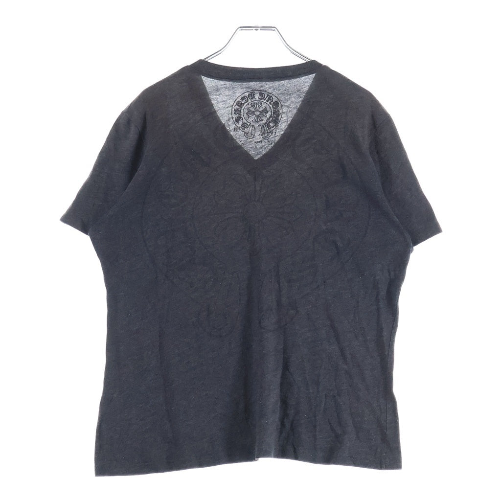 CHROME HEARTS(クロムハーツ) CHプラス バックホースシュープリント Vネック 半袖Tシャツ ショートスリーブカットソー グレー