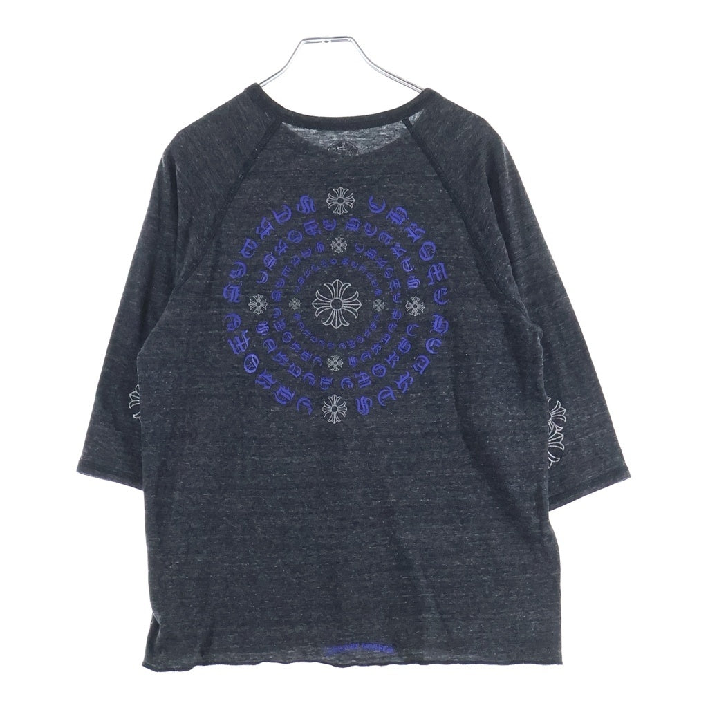 CHROME HEARTS(クロムハーツ) CHプラス バックサークルロゴプリント ヘンリーネック 7分丈 Tシャツ カットソー グレー