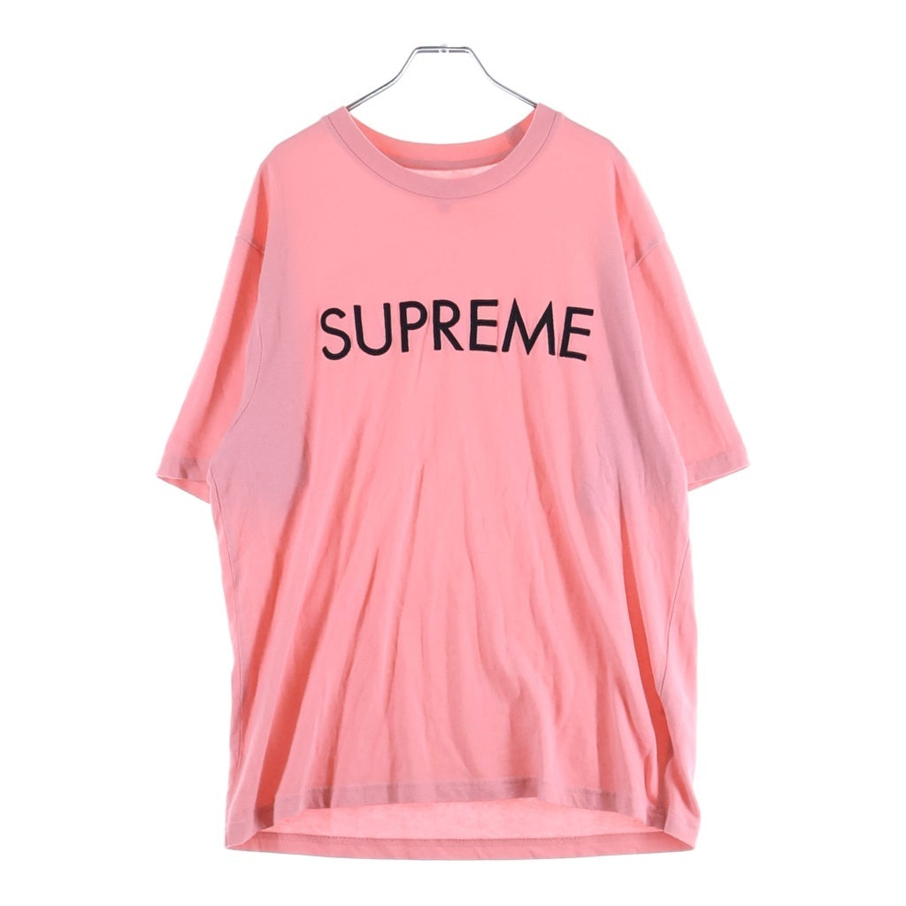 SUPREME(シュプリーム) 25SS Capital S/S Tee フロントロゴ刺繍 クルーネック 半袖Tシャツ ピンク