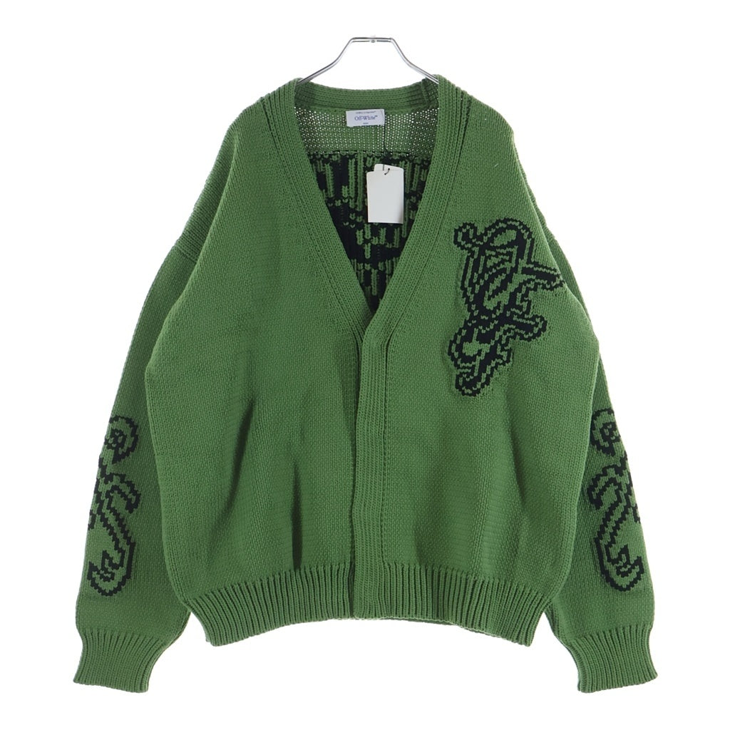 OFF-WHITE(オフホワイト) 24SS Logo Chunky Cardigan ロゴチャンキーカーディガン ニット セーター グリーン OMHB027S24KNI001