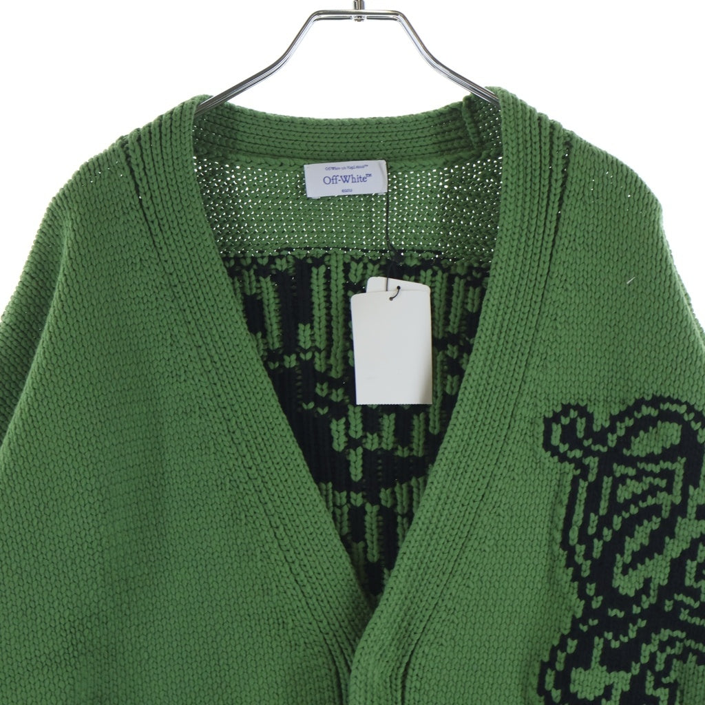 OFF-WHITE(オフホワイト) 24SS Logo Chunky Cardigan ロゴチャンキーカーディガン ニット セーター グリーン OMHB027S24KNI001