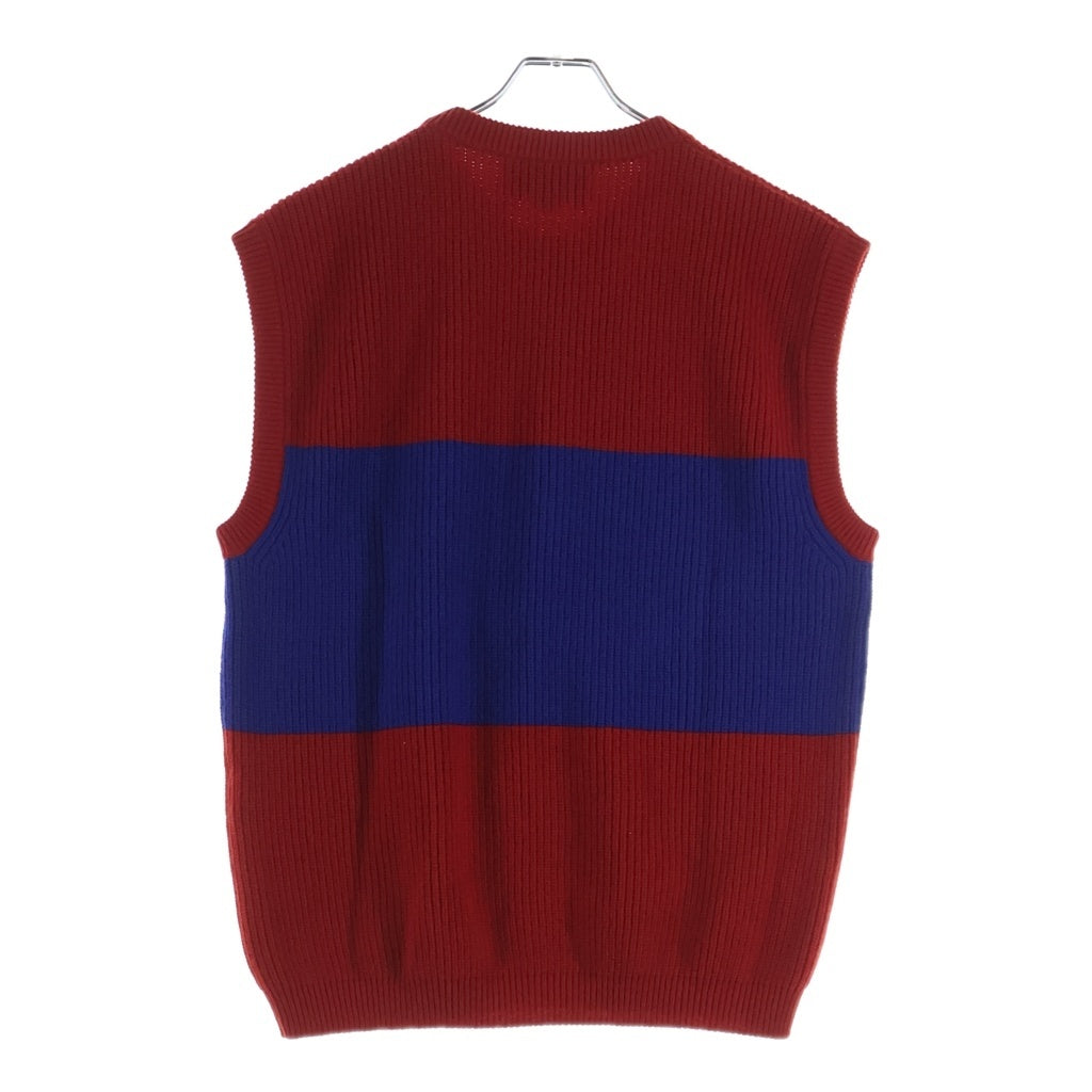 GUCCI(グッチ) ×adidas アディダス Logo Knit Vest ロゴニットベスト クルーネック レッド/ブルー 700449 XKCH7