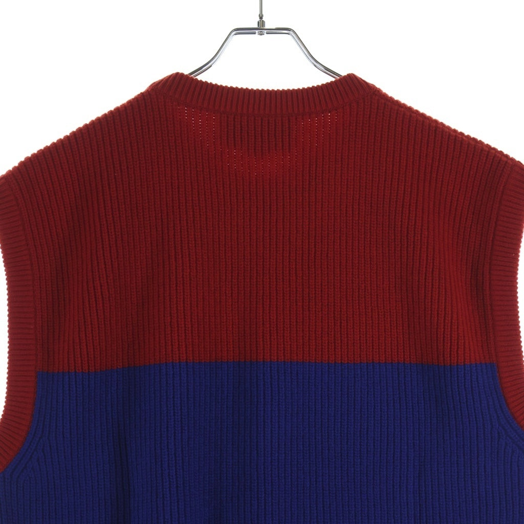 GUCCI(グッチ) ×adidas アディダス Logo Knit Vest ロゴニットベスト クルーネック レッド/ブルー 700449 XKCH7
