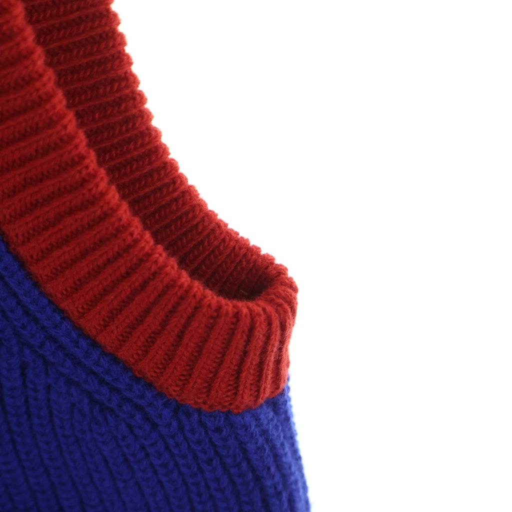 GUCCI(グッチ) ×adidas アディダス Logo Knit Vest ロゴニットベスト クルーネック レッド/ブルー 700449 XKCH7