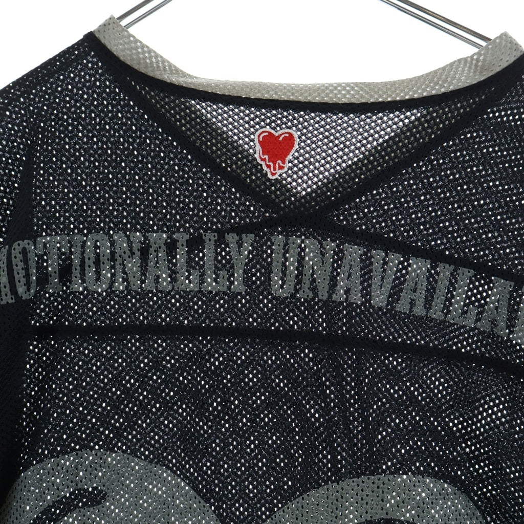 Emotionally Unavailable(エモーショナリー アンアヴェイラブル) EU FOOTBALL SS SHIRT フットボールショートスリーブシャツ メッシュ ゲームシャツ ブラック EU-MK8-0000-028