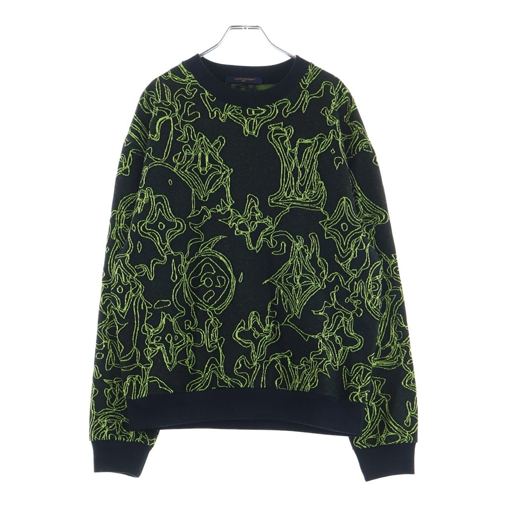 LOUIS VUITTON(ルイヴィトン) ウェイビーモノグラム 長袖 クルーネック ニット セーター 総柄 イエロー RM232M Z64 HPY11W