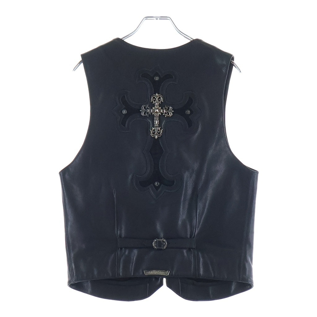 CHROME HEARTS(クロムハーツ) OLD 8B L LNG BCK フィリグリー装飾 8クロスボール クロスボールボタンレザーベスト ブラック