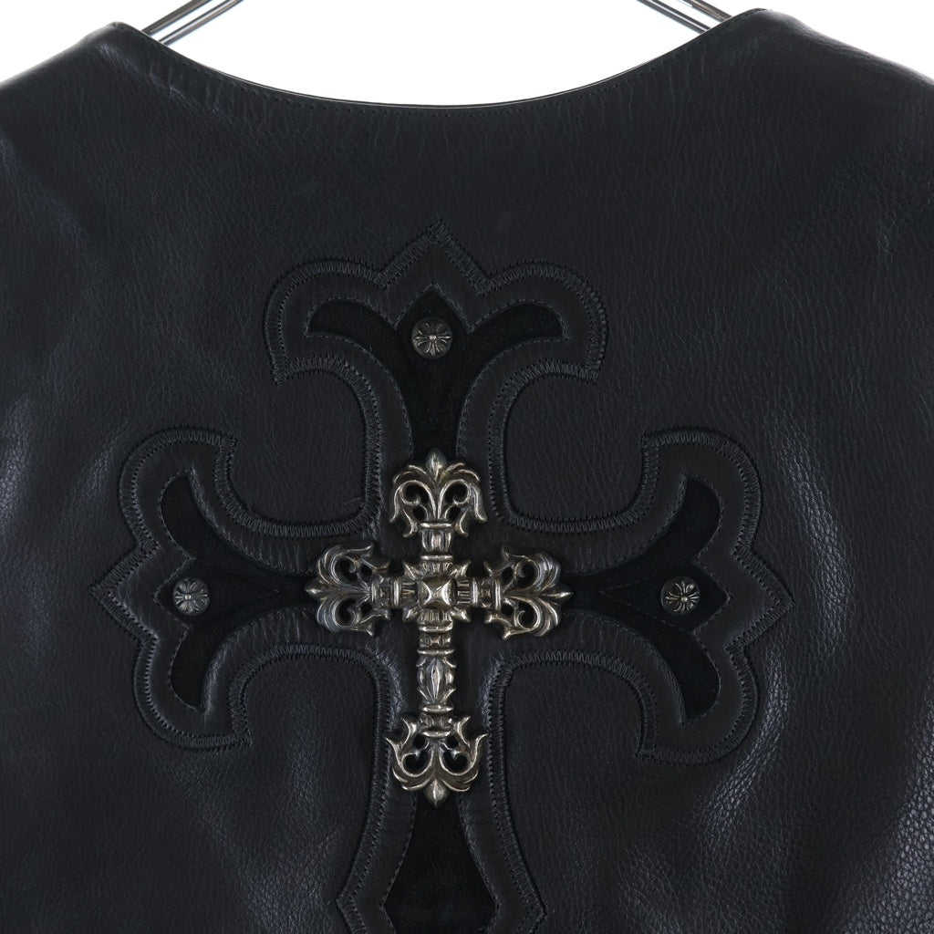 CHROME HEARTS(クロムハーツ) OLD 8B L LNG BCK フィリグリー装飾 8クロスボール クロスボールボタンレザーベスト ブラック