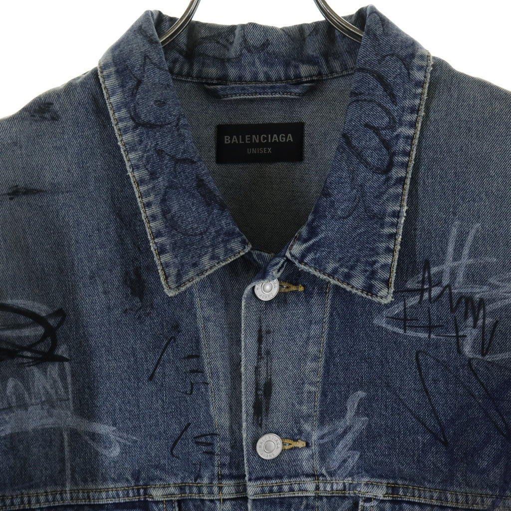 BALENCIAGA(バレンシアガ) 23AW GRAFFITI OVERSIZED JACKET IN LIGHT BLUE オーバーサイズド グラフティーデニムジャケット インディゴ 745048 TNW01