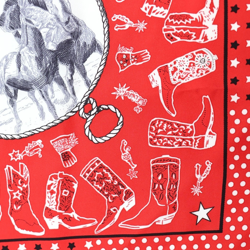 HERMES(エルメス) RODEO DES COWGIRLS カウガールたちのロデオ カレ55 バンダナ スカーフ レッド レディース