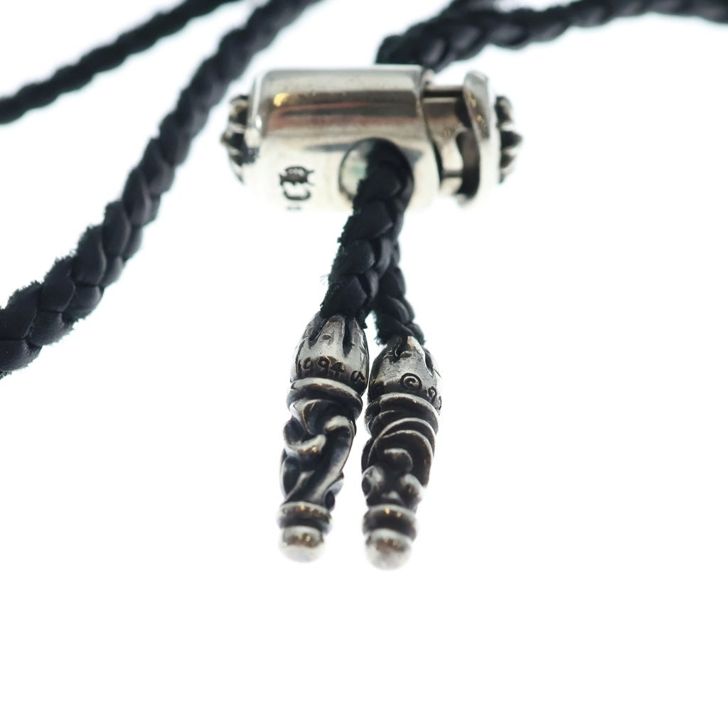 CHROME HEARTS(クロムハーツ) VULCAN CROSS レザーブレード レースストッパー付 ラージ バルカンクロス ネックレス シルバー/ブラック