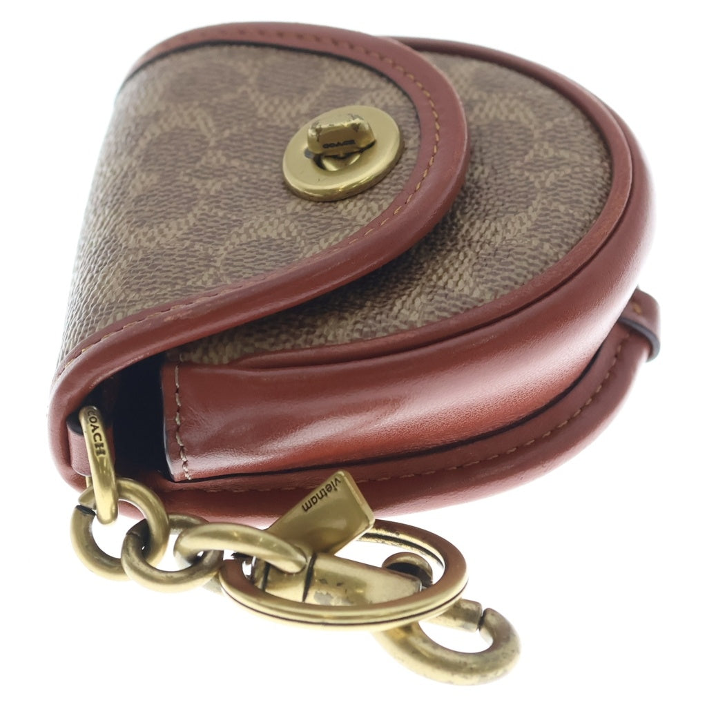 COACH(コーチ) ミニ サドル バッグ チャーム シグネチャー キャンバス ブラウン C5438