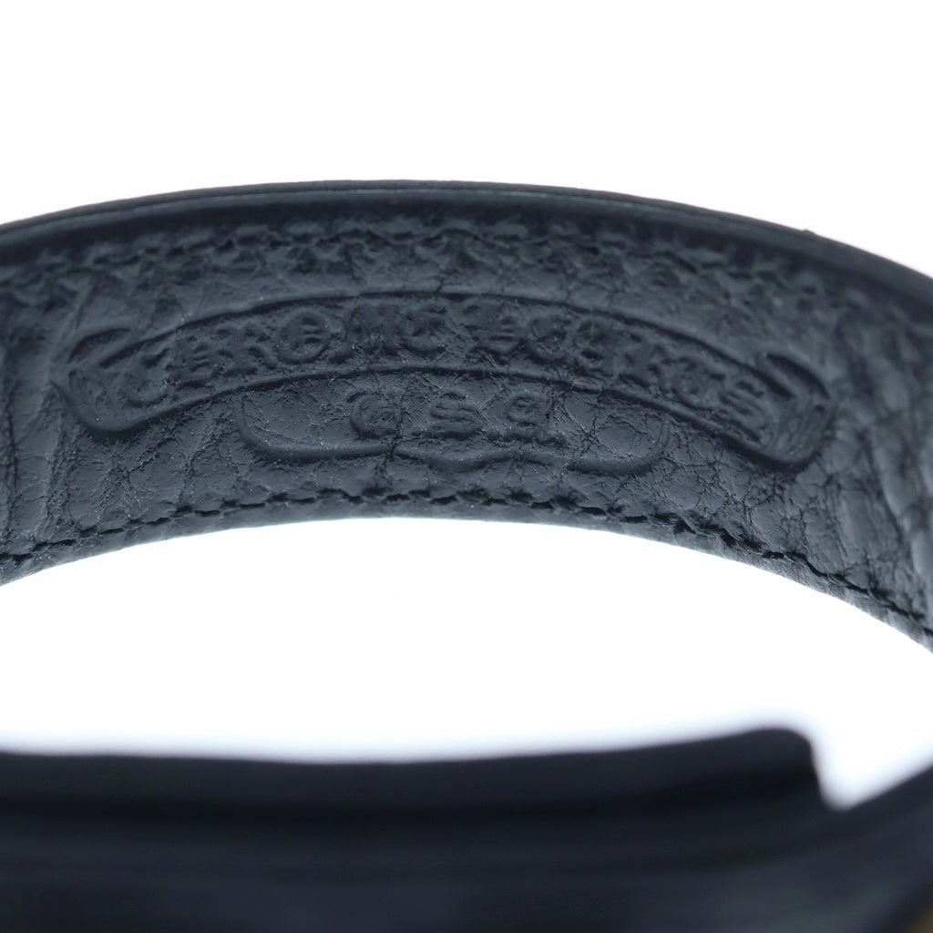 CHROME HEARTS(クロムハーツ) 3BTN 2SNP クロスボール 3ボタン2スナップ レザーブレスレット ブラック/シルバー BCA123