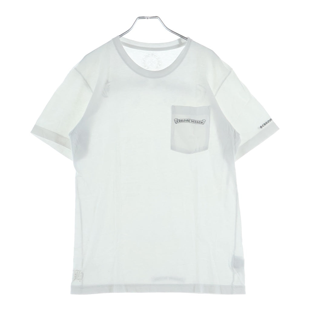 CHROME HEARTS(クロムハーツ) バックスクロールロゴプリント 半袖 クルーネック Tシャツ ホワイト