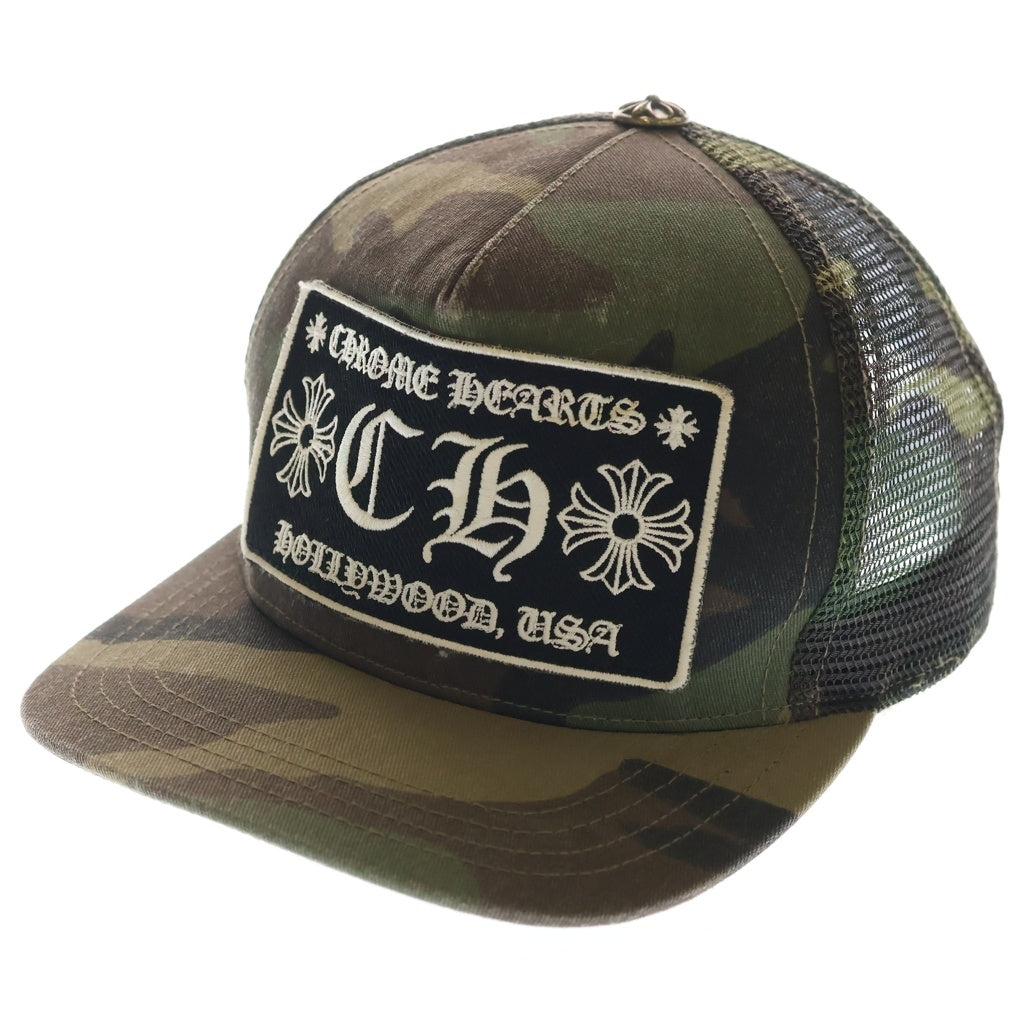 CHROME HEARTS(クロムハーツ) TRUCKER CAP トラッカーキャップ CHパッチ クロスボール カモフラ メッシュ帽子 カーキ