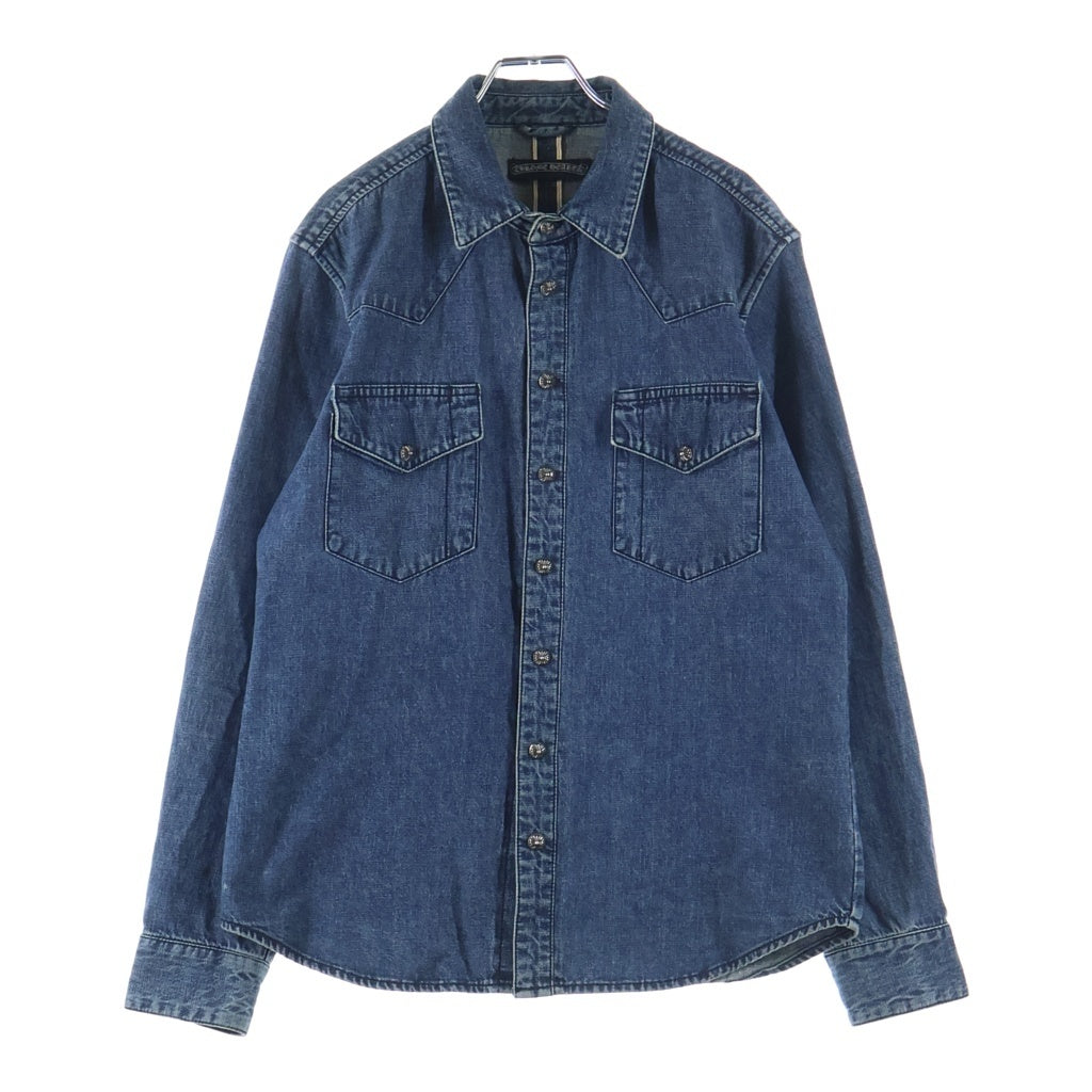 CHROME HEARTS(クロムハーツ) DENIM WESTERN JVPタグ 袖クロスパッチ デニム ウェスタンシャツ 長袖シャツ インディゴ