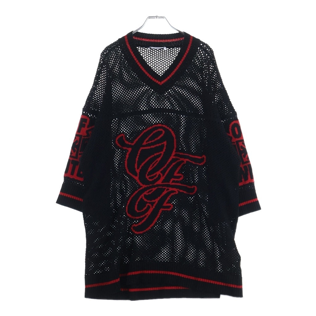OFF-WHITE(オフホワイト) Varsity Knit Mesh T-shirt バーシティー ニット メッシュ Tシャツ ブラック OMHW006S24KNI0011025