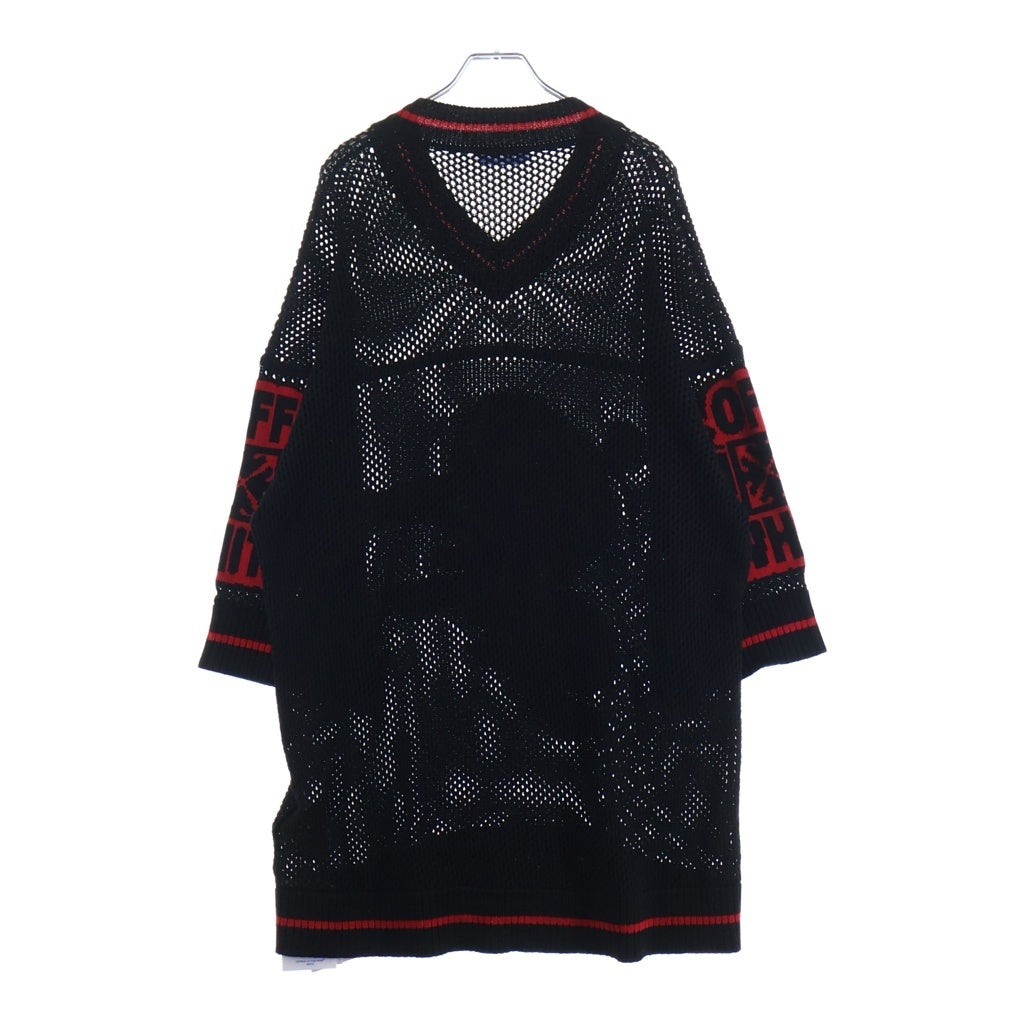 OFF-WHITE(オフホワイト) Varsity Knit Mesh T-shirt バーシティー ニット メッシュ Tシャツ ブラック OMHW006S24KNI0011025