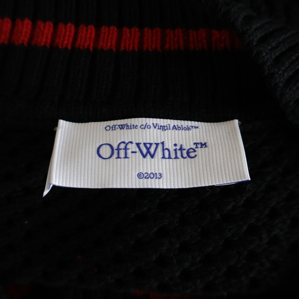 OFF-WHITE(オフホワイト) Varsity Knit Mesh T-shirt バーシティー ニット メッシュ Tシャツ ブラック OMHW006S24KNI0011025