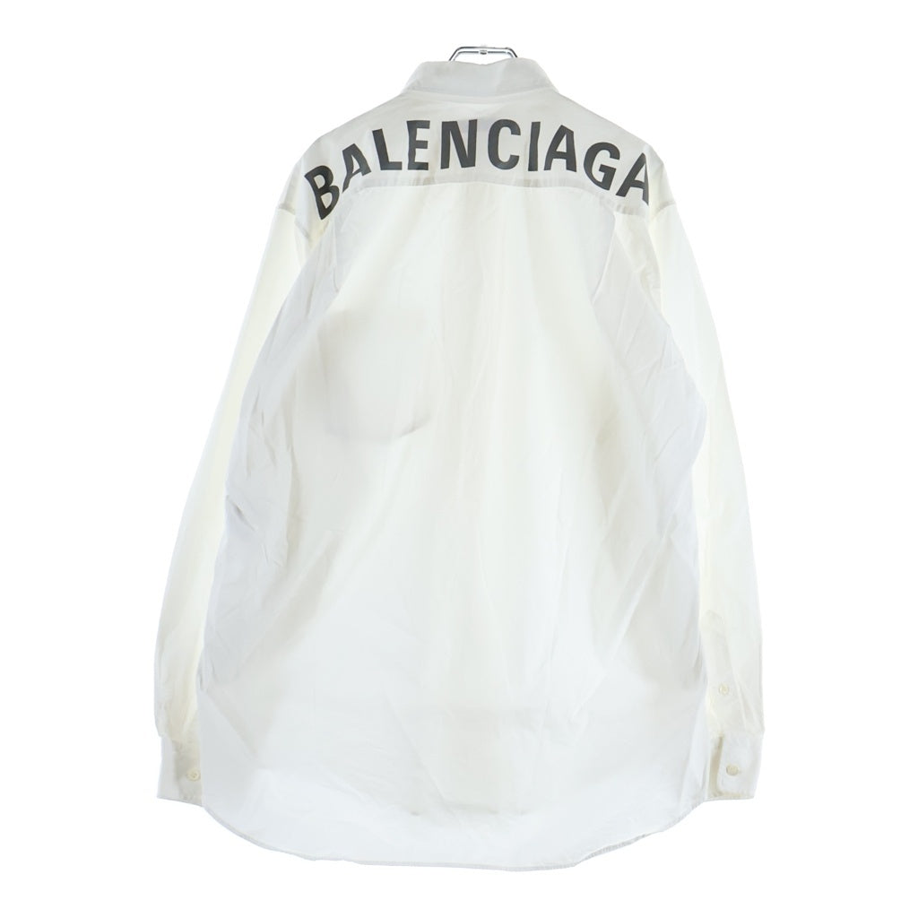 BALENCIAGA(バレンシアガ) バックロゴプリント ボタンダウン オーバーサイズ 長袖シャツ コットン ホワイト 556878