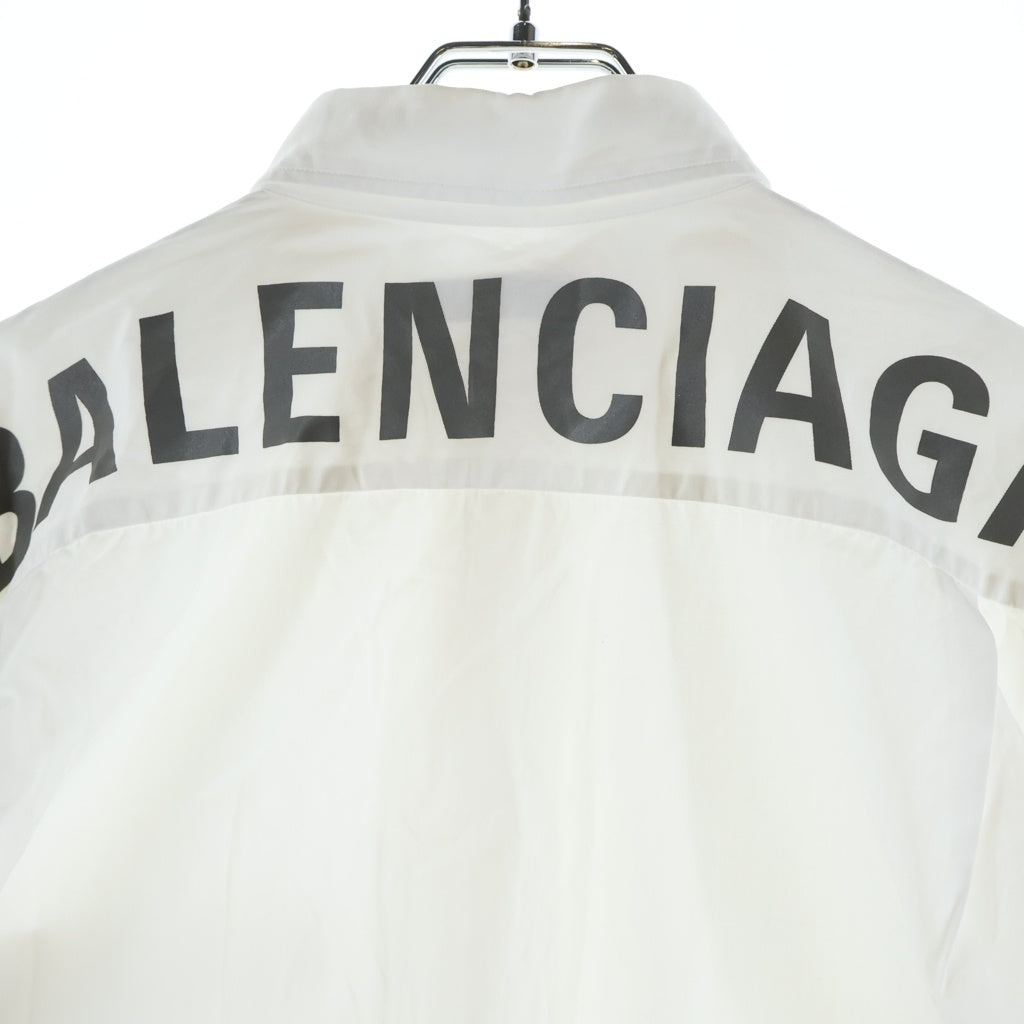 BALENCIAGA(バレンシアガ) バックロゴプリント ボタンダウン オーバーサイズ 長袖シャツ コットン ホワイト 556878