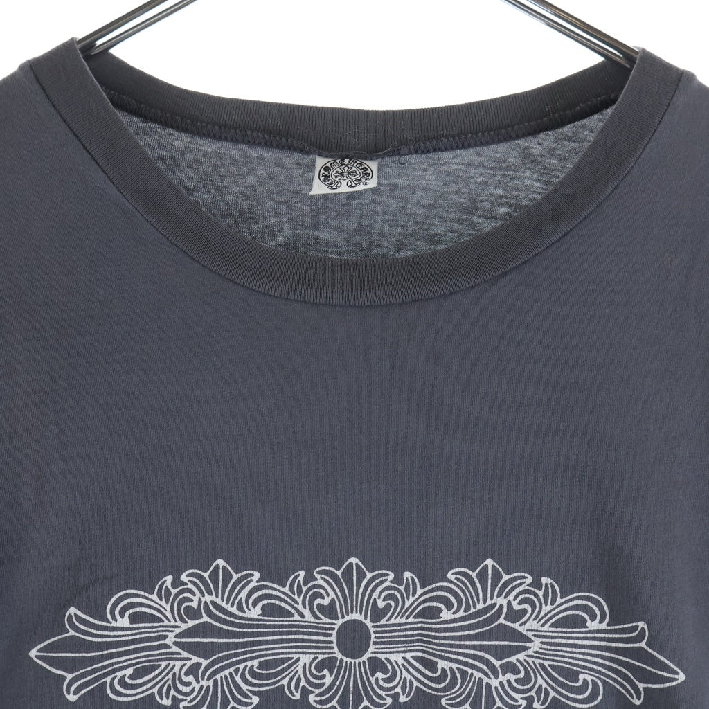 CHROME HEARTS(クロムハーツ) OLD FLORAL CROSS L/S TEE オールド フローラルクロス 袖ホースシュー 長袖 クルーネック カットソー グレー