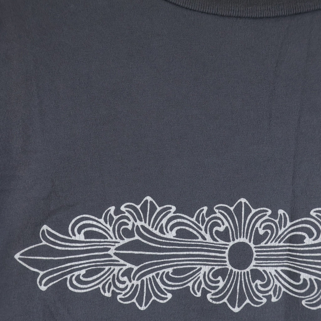CHROME HEARTS(クロムハーツ) OLD FLORAL CROSS L/S TEE オールド フローラルクロス 袖ホースシュー 長袖 クルーネック カットソー グレー