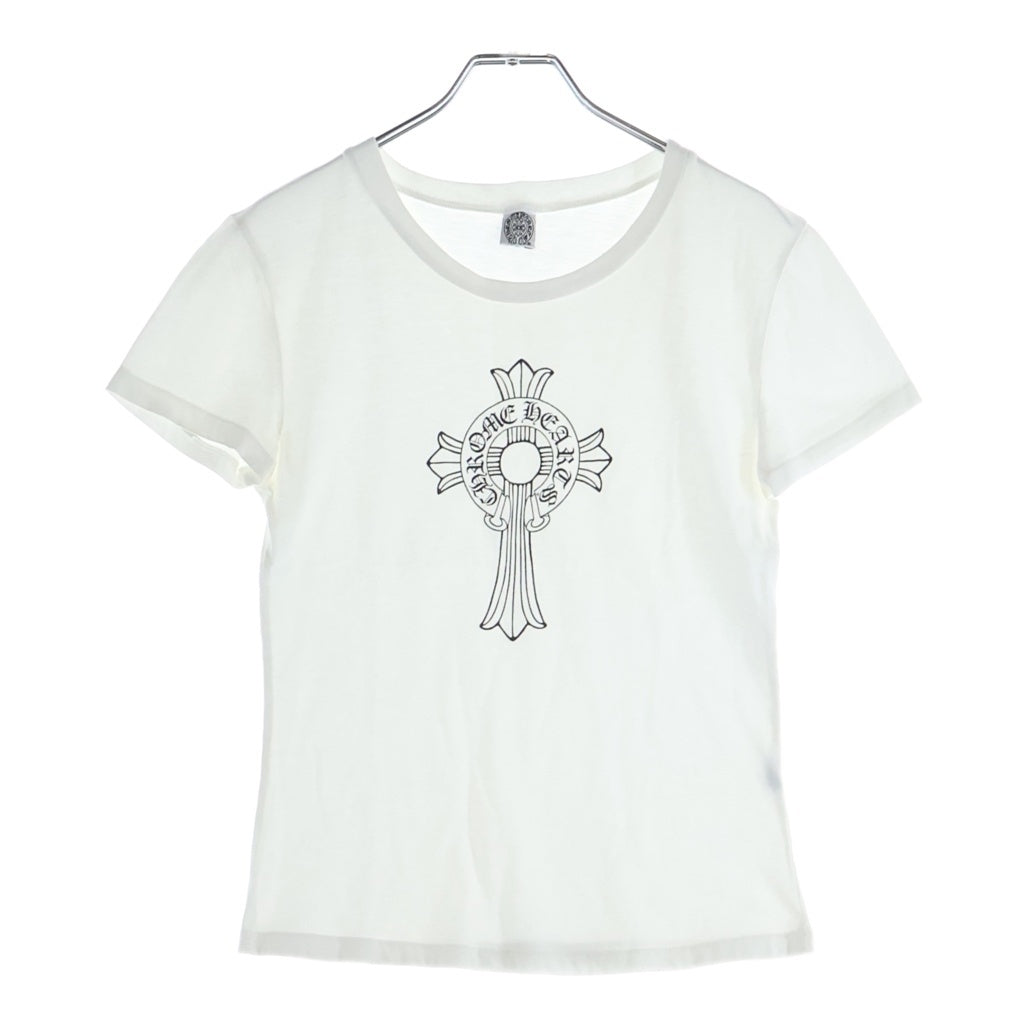 CHROME HEARTS(クロムハーツ) OLD HORSESHOE CROSS S/S TEE オールド ホースシュー CHクロスプリント レディース 半袖 クルーネック Tシャツ ホワイト