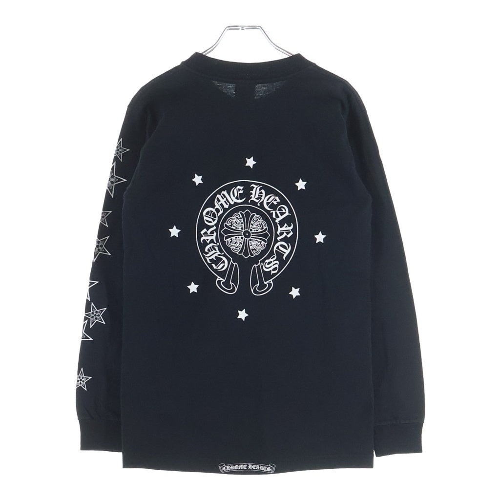 CHROME HEARTS(クロムハーツ) OLD STAR L/S オールド マリブ限定 バックホースシュー アームスタープリント ロングスリーブカットソー 長袖Tシャツ ブラック