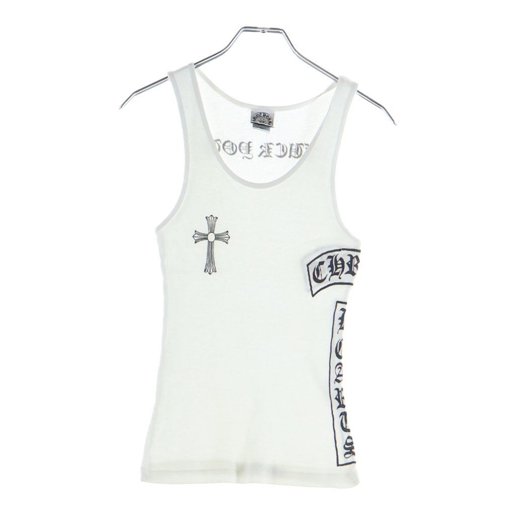 CHROME HEARTS(クロムハーツ) OLD RIB TANK Tバー CHクロス タンクトップ ノースリーブ ホワイト