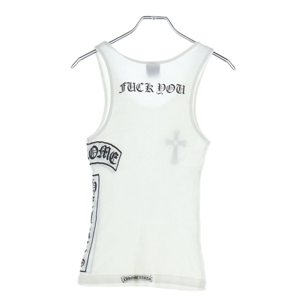 CHROME HEARTS(クロムハーツ) OLD RIB TANK Tバー CHクロス タンクトップ ノースリーブ ホワイト