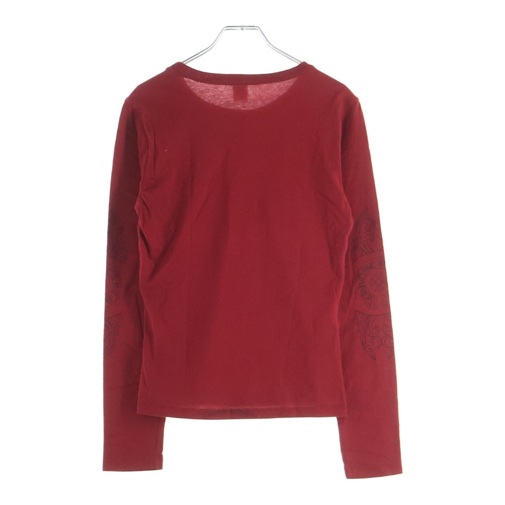 CHROME HEARTS(クロムハーツ) OLD FLORAL CROSS L/S TEE オールド フローラルクロス 袖ホースシュー 長袖 クルーネック カットソー レッド
