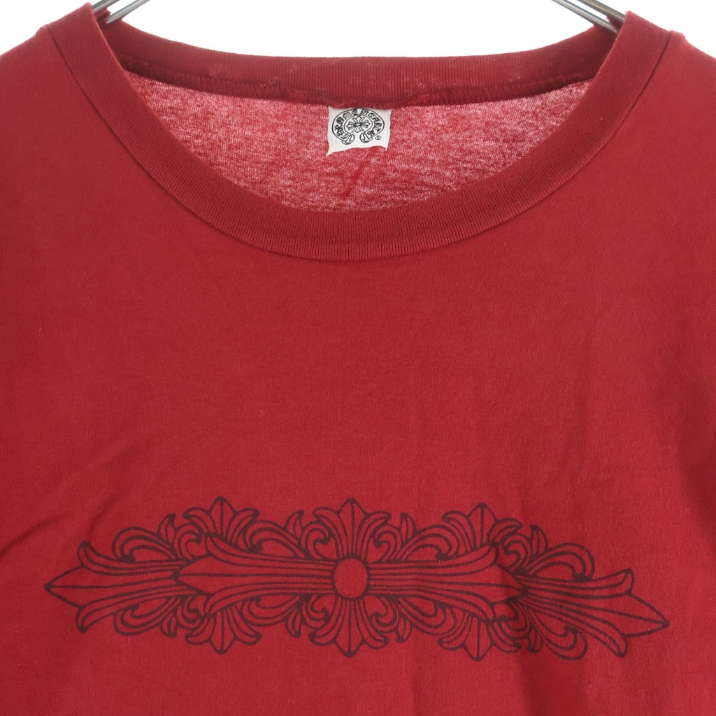 CHROME HEARTS(クロムハーツ) OLD FLORAL CROSS L/S TEE オールド フローラルクロス 袖ホースシュー 長袖 クルーネック カットソー レッド