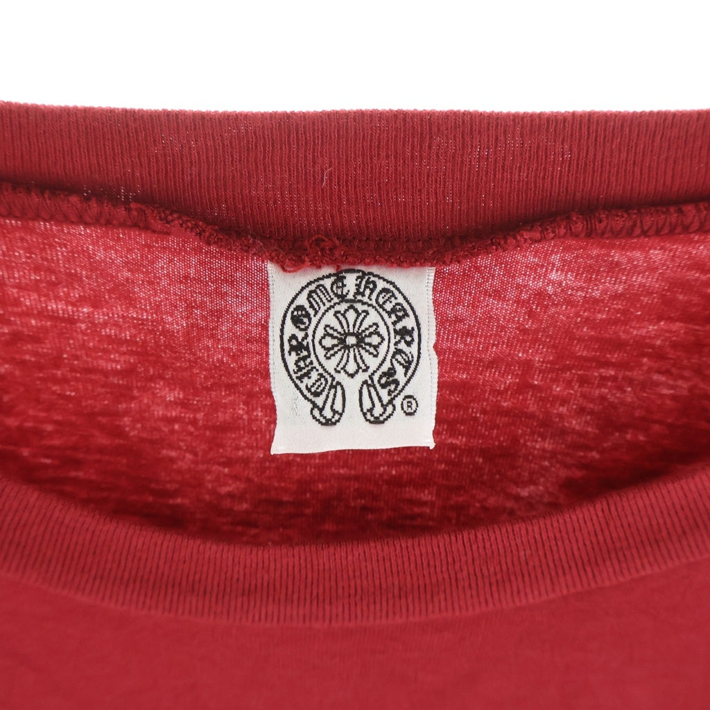 CHROME HEARTS(クロムハーツ) OLD FLORAL CROSS L/S TEE オールド フローラルクロス 袖ホースシュー 長袖 クルーネック カットソー レッド