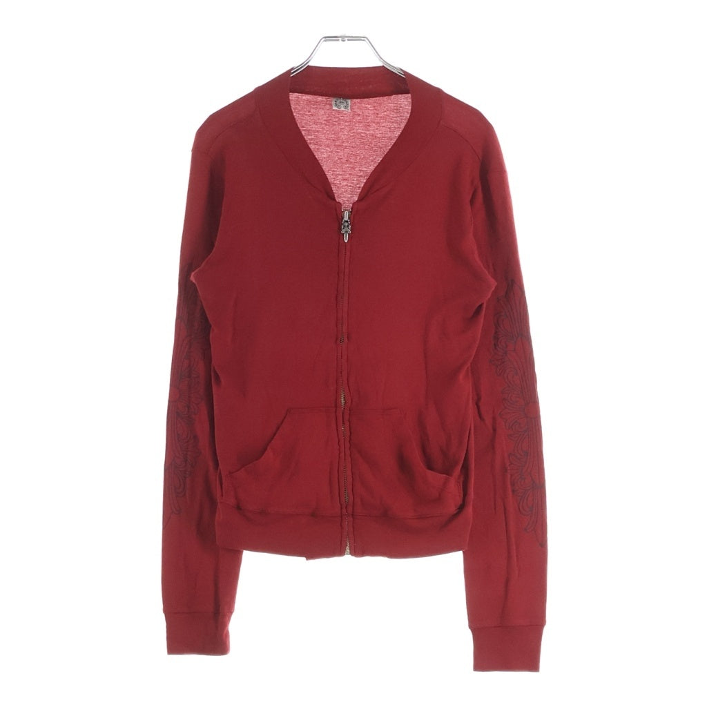 CHROME HEARTS(クロムハーツ) OLD FLORAL ZIP UP SWEAT SHIRT オールド 袖フローラル ジップアップ スウェット レッド