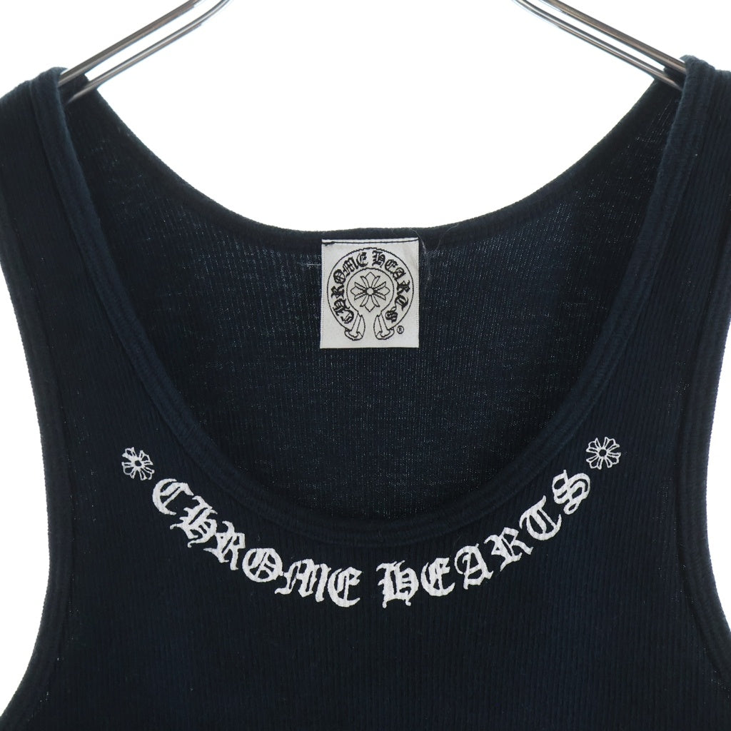 CHROME HEARTS(クロムハーツ) OLD NECK LOGO FUCK YOU オールド ネックロゴプリント タンクトップ ノースリーブカットソー ブラック