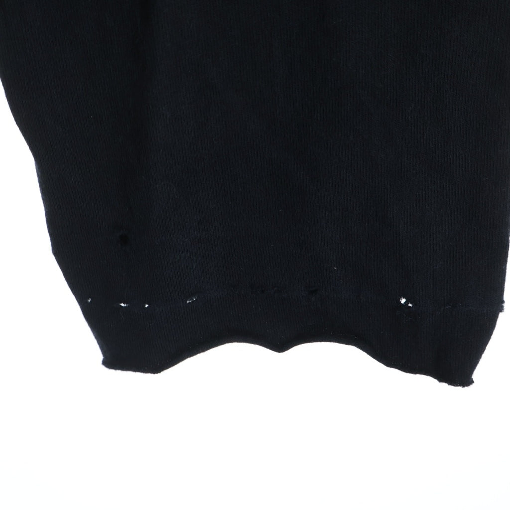 BALENCIAGA(バレンシアガ) 22SS MAISON アーチロゴ ダメージ加工 長袖 クルーネック カットソー ブラック 681046 TLVJ1