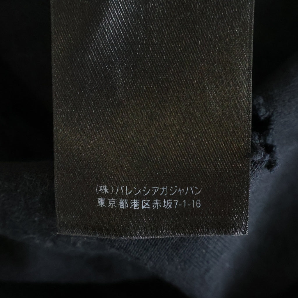 BALENCIAGA(バレンシアガ) 22SS MAISON アーチロゴ ダメージ加工 長袖 クルーネック カットソー ブラック 681046 TLVJ1